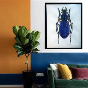 BLUE GROUND BEETLE 35 X 50 WATERCOLOR PAINTING