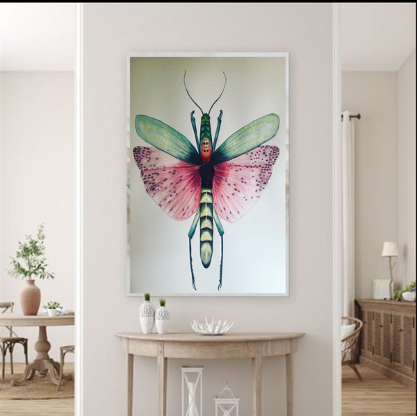 GRASSHOPPER 35 X 50 WATERCOLOR PAINTING