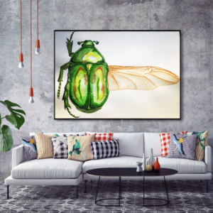ROSE CHAFER 35 X 50 WATERCOLOR PAINTING