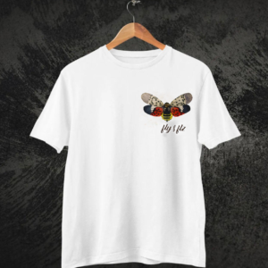 WHITE PRINT T-SHIRT SPOTTED LANTERNFLY