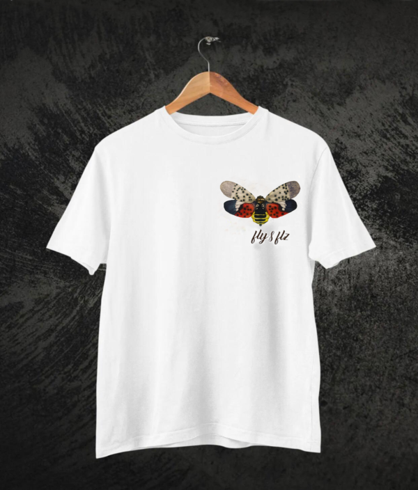 WHITE PRINT T-SHIRT SPOTTED LANTERNFLY